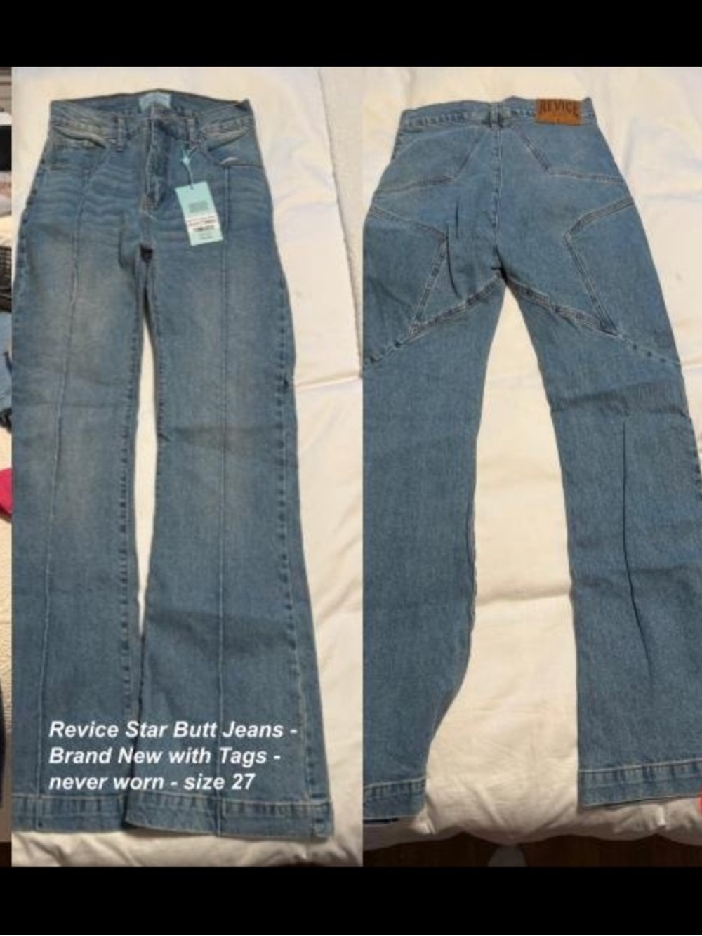 REVICE Venus Flares Light Blue Wide Leg Star-Back Jeans - Picture 5 of 5